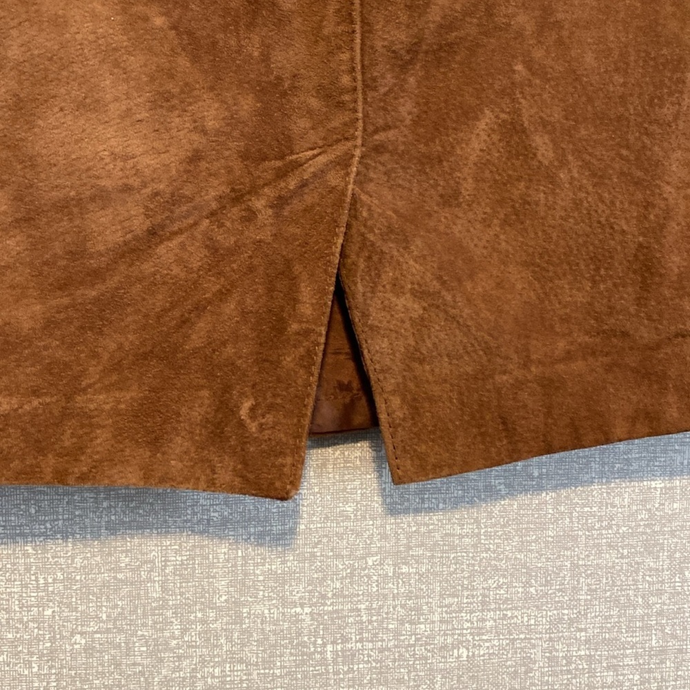 Vintage Newport News Brown Pencil Leather Mini Skirt - Picture 3 of 5